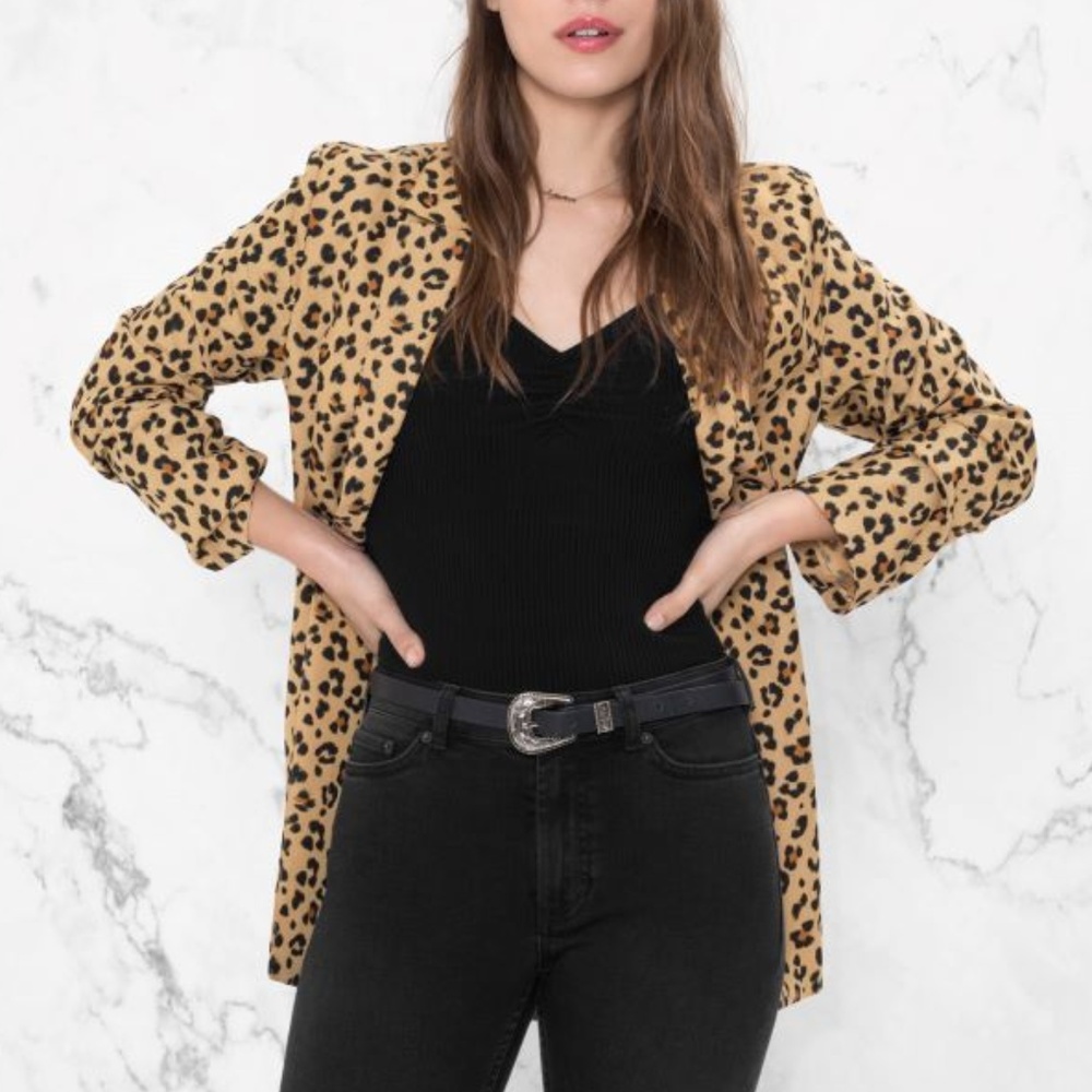 & Other Stories Leopard Print Blazer with Belt